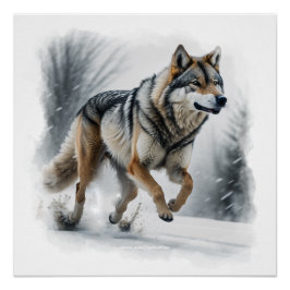 Pôster Cinza Wolf Animal Art