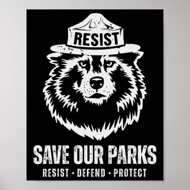 Poster Cinza Wolf Bear Resiste Protege Mulheres do Parque (Frente)