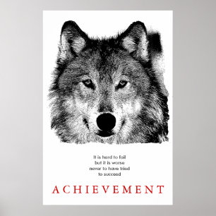 Poster Cinza Wolf Motivational Single Black & White