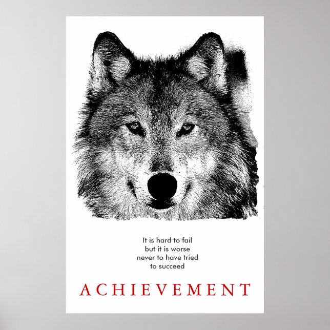Poster Cinza Wolf Motivational Single Black & White (Frente)