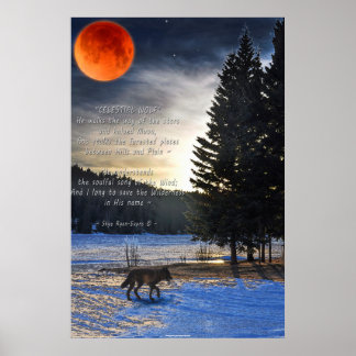 Poster Cinza Wolf, Neve, Lua de Sangue e Lago w Poema de