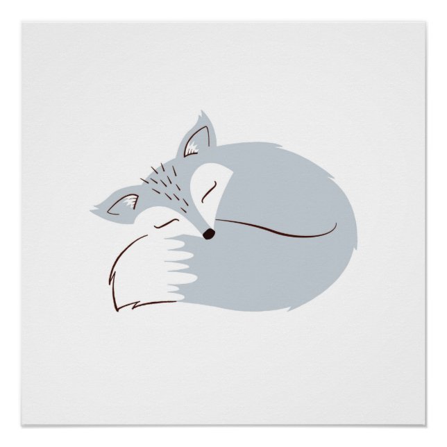 Pôster Cinza Woodland Fox (Frente)