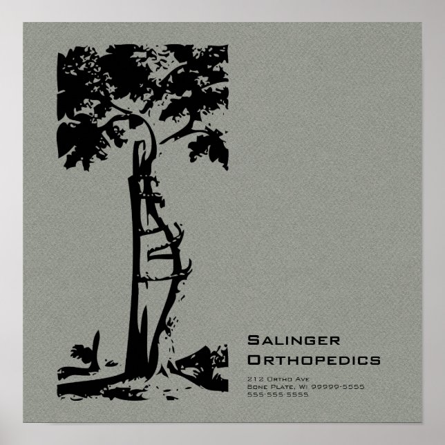 Poster Cinzas de árvores tortas ortopédicas Faux Flannel (Frente)