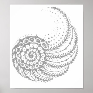 Pôster Cinzas espirais orgânicas