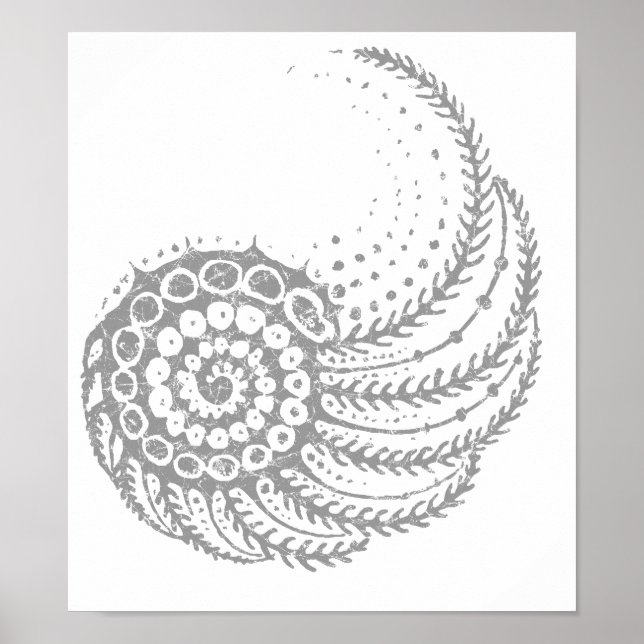 Pôster Cinzas espirais orgânicas (Frente)