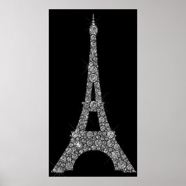 Poster Cinzas prateadas da Torre Eiffel Crystals Swarovsk (Frente)
