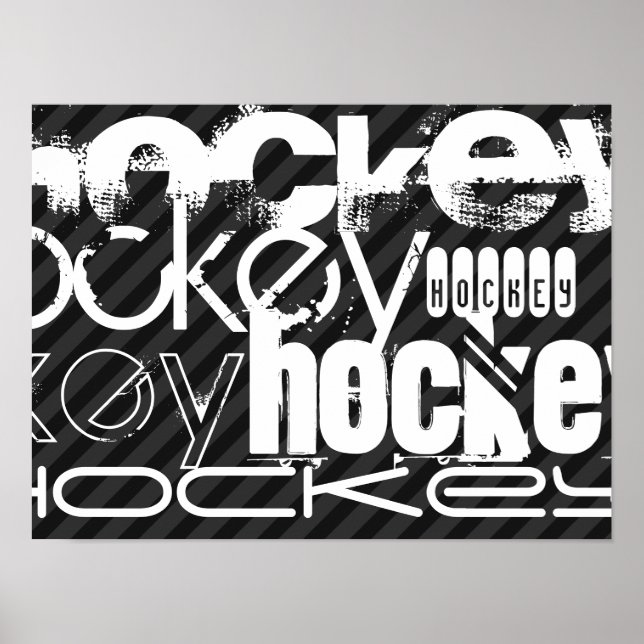 Poster Cinzas Pretas e Escuras do Hockey; (Frente)