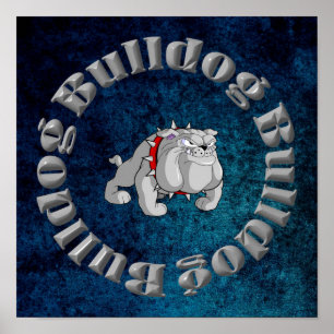 POSTER CINZENTO DOS DESENHOS ANIMADOS DO BULDOGUE