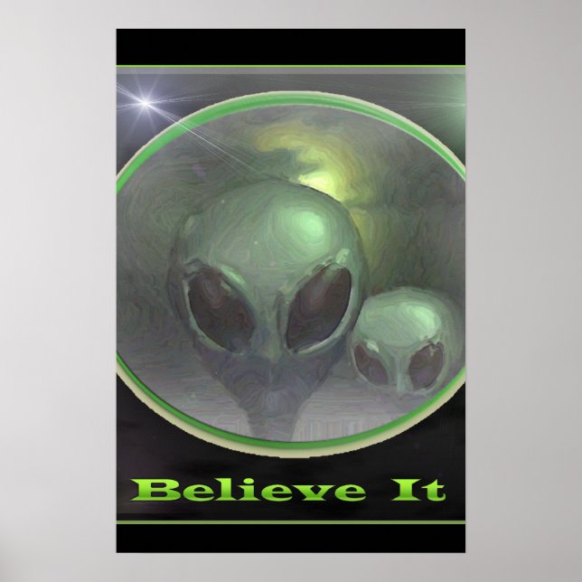 Poster Cinzentos de OVNI paranormais (Frente)