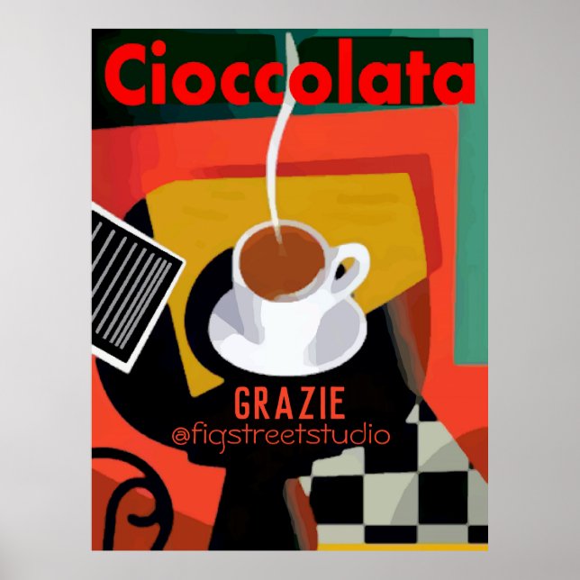 Poster Cioccolata, Chocolate Quente Italiano, editar text (Frente)