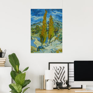 Poster Ciprestes de Van Gogh - Céu Azul Giratório Arte