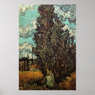 Poster Ciprestes e Duas Mulheres por Vincent van Gogh