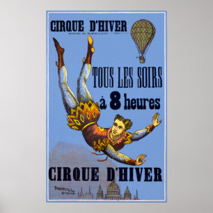 Poster Circo alto do francês do balão do mergulho do