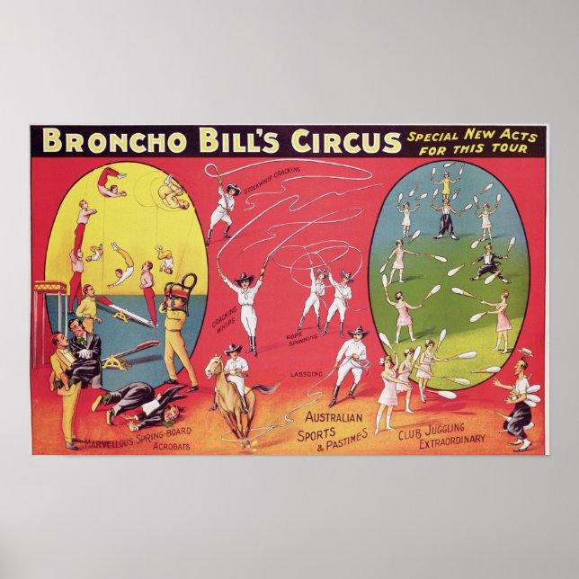 Pôster Circo de Broncho Bill, Birmingham c.1890-1910 (Frente)