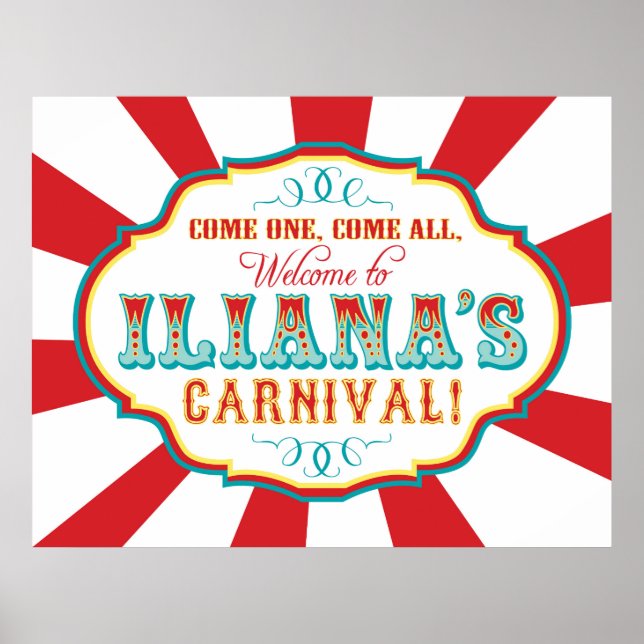 Poster Circo de Carnaval Banner Iliana PERSONALIZADO (Frente)