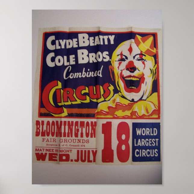 Poster Circo, Teatro Retro "Clyde Beatty and Cole Bros" (Frente)