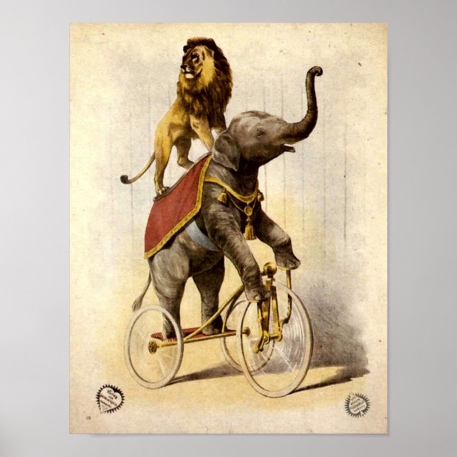 Poster Circo Vitoriano Lion & Elefante em Triciclo (Frente)