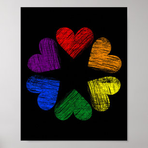 Poster Círculo Arco-íris De Corações Amor Orgulho Gay Lgb