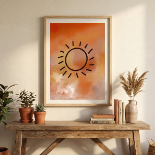 Poster círculo contemporâneo de aquarela abstrata moderna