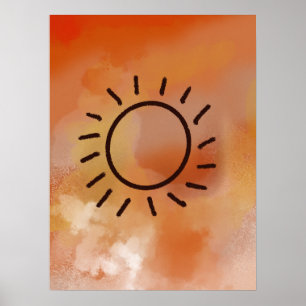 Poster círculo contemporâneo de aquarela abstrata moderna