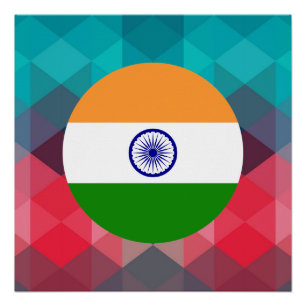 Pôster Círculo da bandeira de India no bokeh moderno