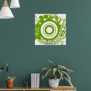 Poster Círculo de Flores com Kanji para Coragem