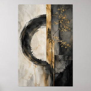 Poster Círculo de Ouro Preto e Arte Abstrata Botânica na