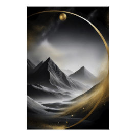 Pôster Círculo de ouro sobre picos Sombreados