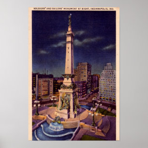 Pôster Círculo do monumento de Indianapolis Indiana na