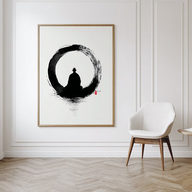 Pôster Círculo Enso - Arte de Parede com Tinta Zen - Deco (Criador carregado)