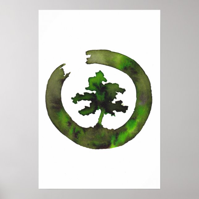 Poster Círculo Enso Bonsai Verde (Frente)