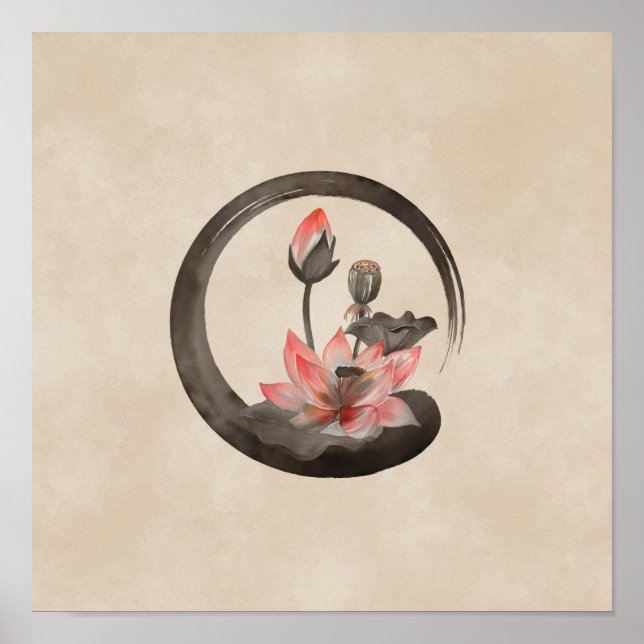 Poster Círculo Enso Zen e Lotus (Frente)