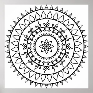 Poster Círculo espiritual da tatuagem de Mandala