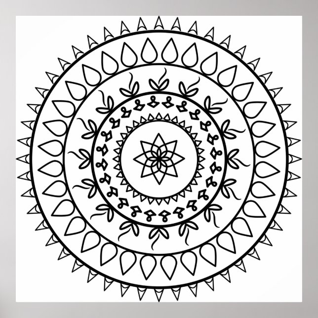 Poster Círculo espiritual da tatuagem de Mandala (Frente)
