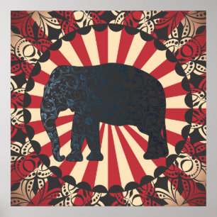 Poster Círculo livre do mandarino do elefante do circo d