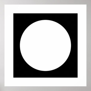 Pôster Círculo preto e branco, Design geométrico simples.