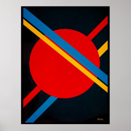 Poster Círculo Vermelho com Diagnósticos Azul e Amarelo B
