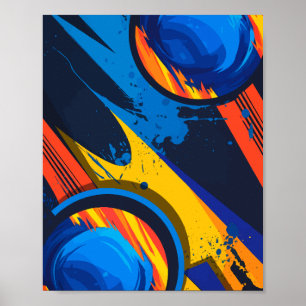 Poster Círculos Abstrato dinâmicos com cores escuras