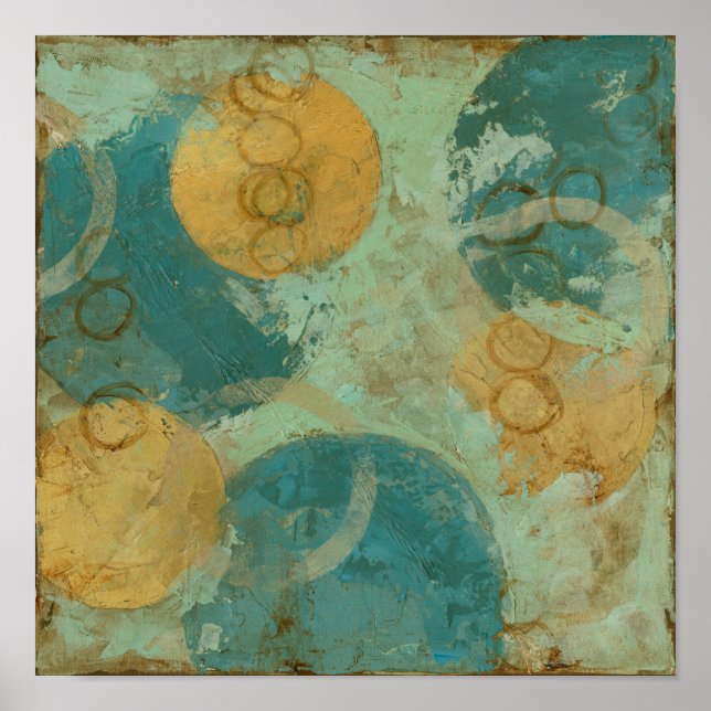 Pôster Círculos Azul e Amarelo (Frente)