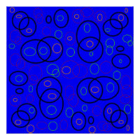 Círculos coloridos em azul