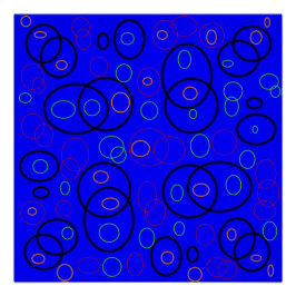 Pôster Círculos coloridos em azul