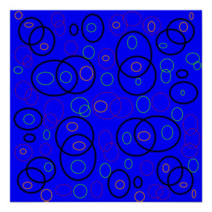Pôster Círculos coloridos em azul