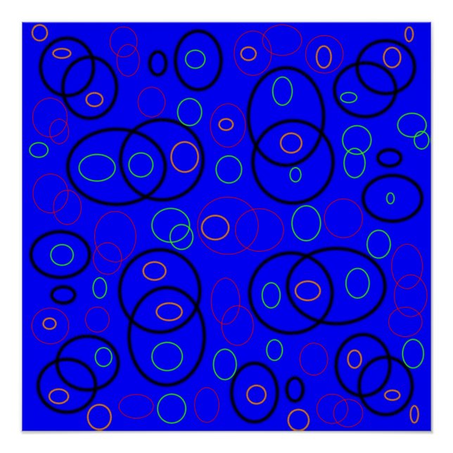 Pôster Círculos coloridos em azul (Frente)