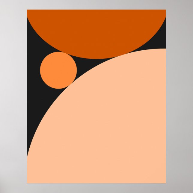Poster Círculos de abstrato laranja e de pêssego (Frente)