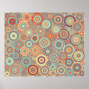 Poster Círculos distribuídos por cores abstrato Generic