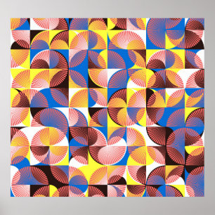 Poster Círculos do século médio, listras, azulejos de col