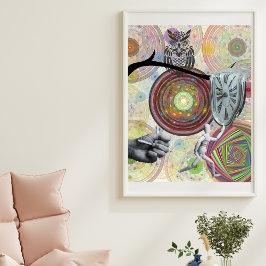Poster Circulos geométricos coloridos surrealistas relógi