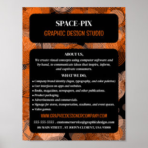Poster Círculos Gráficos Laranja, Anúncio do Designer Grá