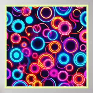 Poster Círculos Neon: Um Banquete Visual Vibrante