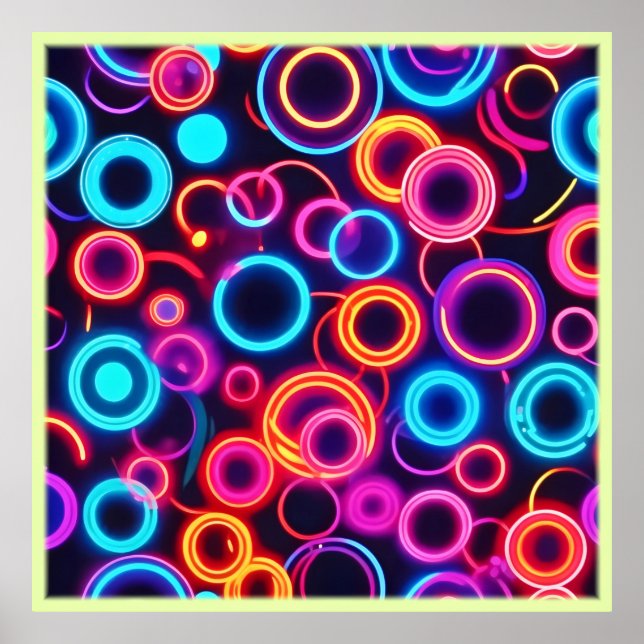 Poster Círculos Neon: Um Banquete Visual Vibrante (Frente)